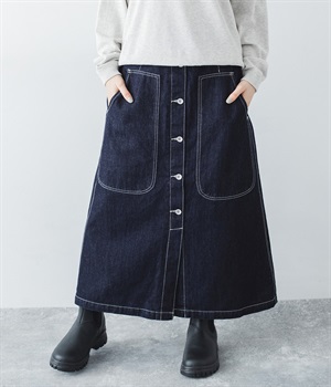 デニムベイカースカート(インディゴ-ONESIZE)