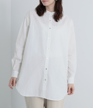 タイプライター　バンドカラーシャツチュニック(ホワイト-ONESIZE)