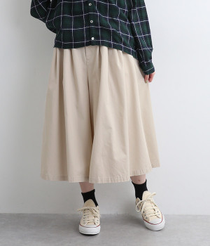 コットンワンウォッシュバーバリーフレアパンツ(ライトベージュ-ONESIZE)