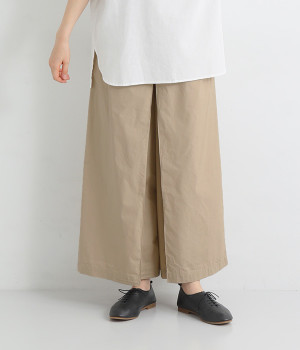 コットンタイプライターワイドタックパンツ(ベージュ-ONESIZE)