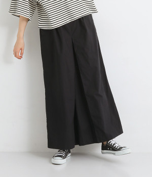 コットンタイプライターワイドタックパンツ(ブラック-ONESIZE)