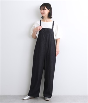 コットンワンウォッシュ8ozデニムサロペット(インディゴ-ONESIZE)