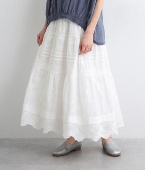 コットンレースタック2wayスカート(オフホワイト-ONESIZE)