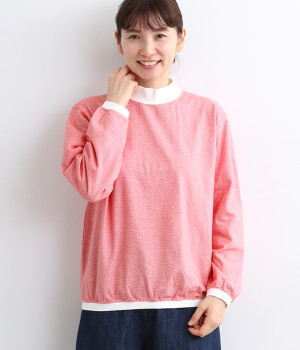 ナローボーダー　ハイネックプルオーバー(オフホワイト/ピンク-ONESIZE)