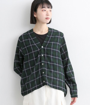 クロスファブリック　コンパクトデザインカーディガン(チェック-ONESIZE)
