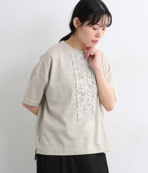 コットンTOP天竺フリルTシャツ(オートミール-ONESIZE)