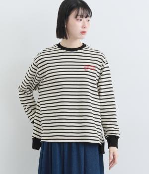 天竺刺繍デザインプルオーバー(ボーダー×レッド-F)