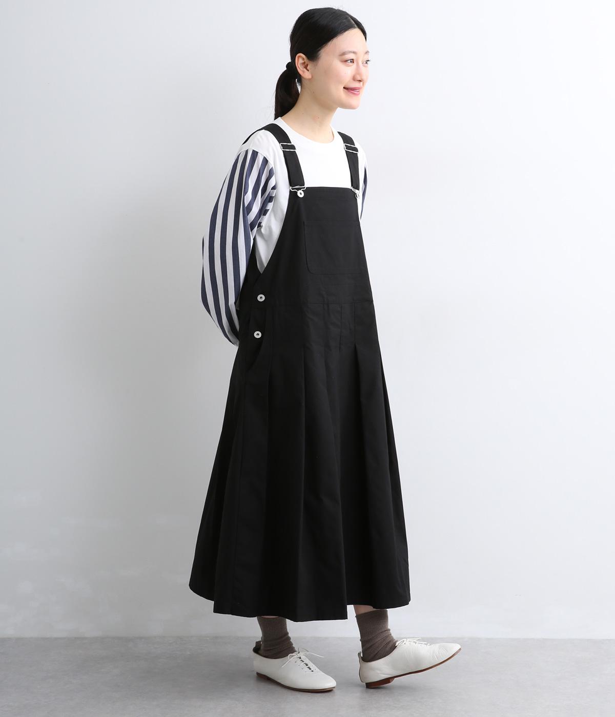 キャンバスタックデザインジャンパースカート(ブラック-F)