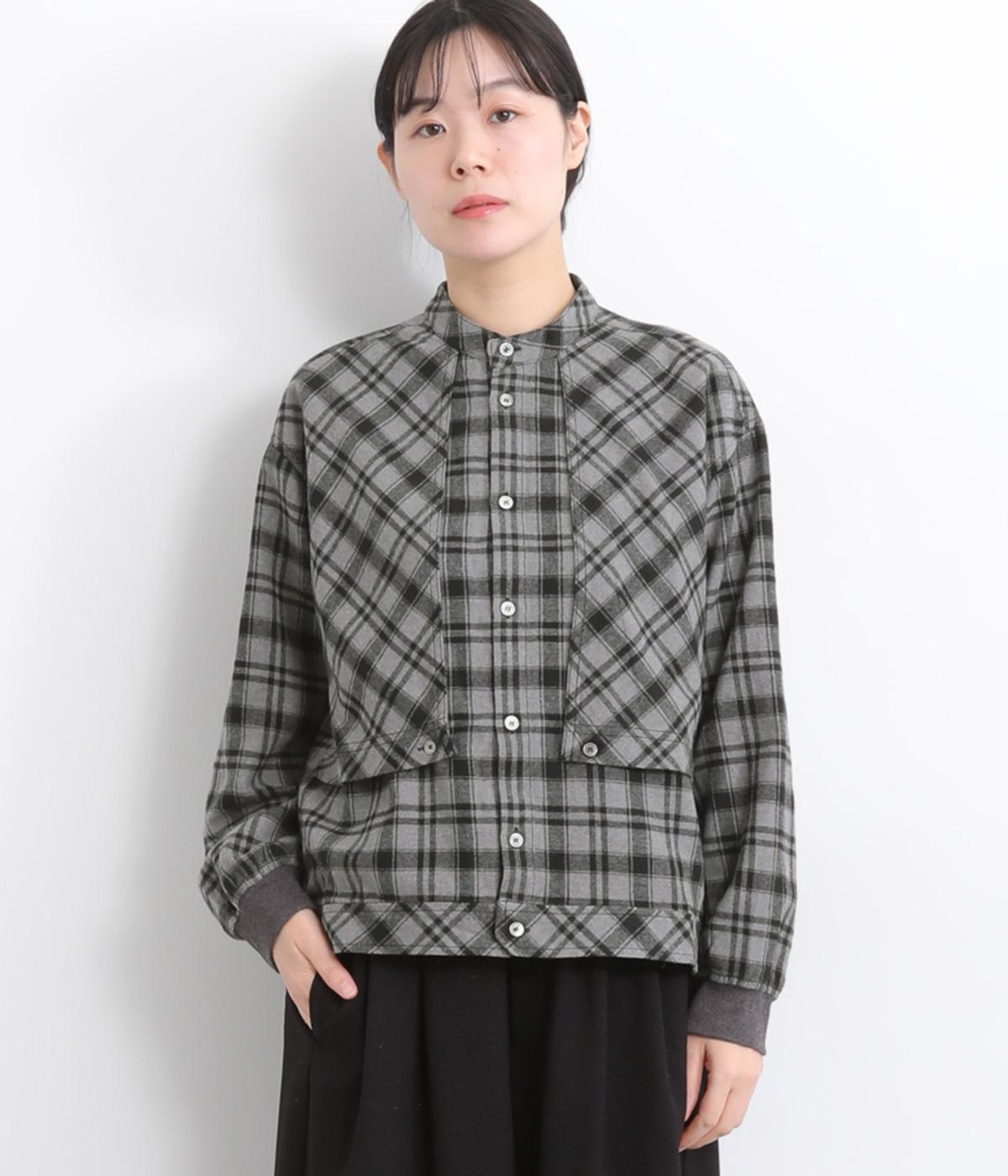 チェックデザインシャツジャケット(グレーチェック-F)