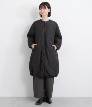 ファイバーダウンデザインジャケットダウンコクーンデザインベンチコート(ブラック-F)