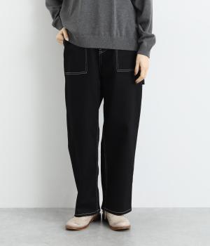 コットンツイルワンウォッシュテーラーペインターパンツ(ブラック-ONESIZE)