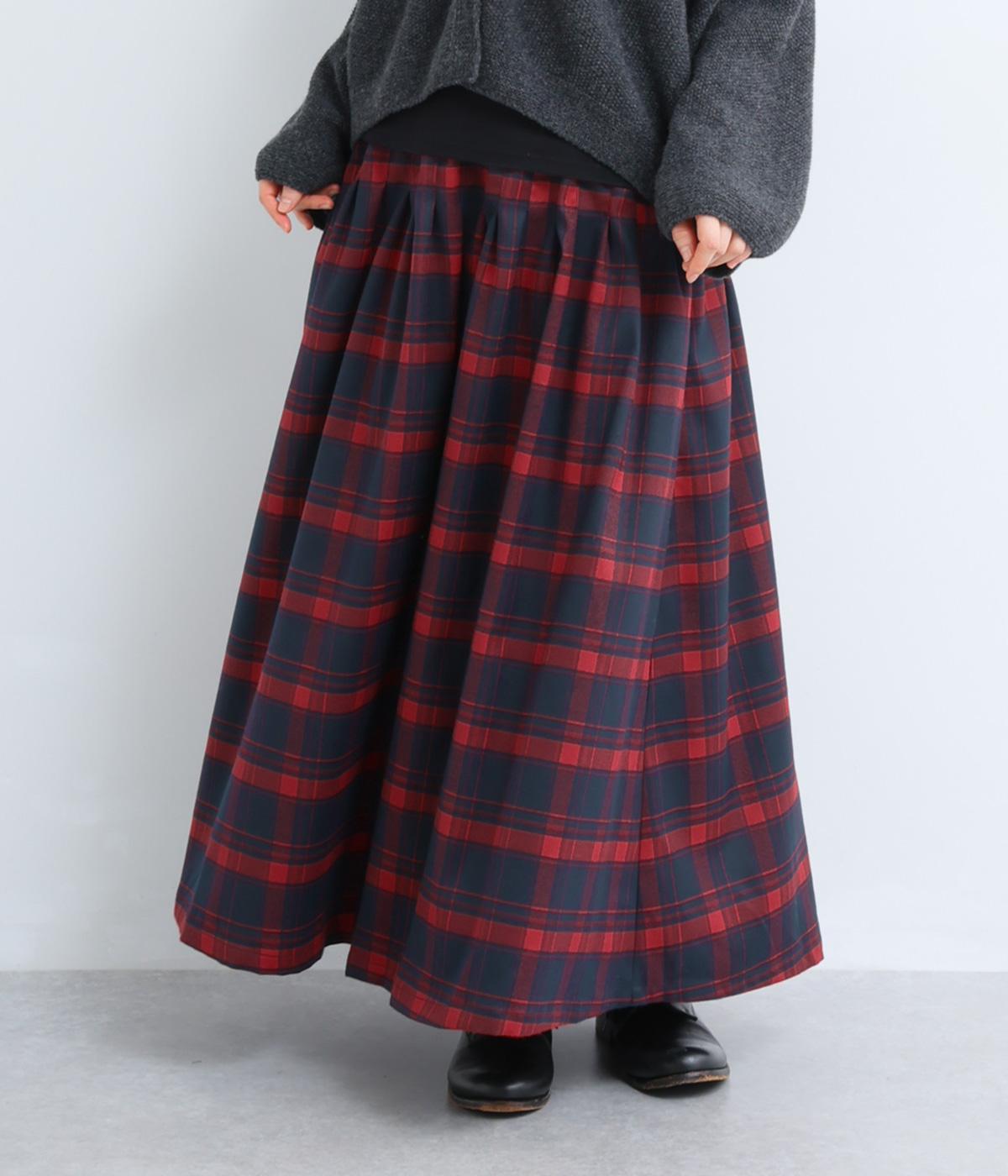タックフレアイージースカート(レッドチェック-F)