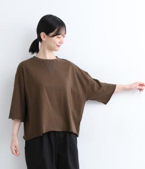 コットンガーゼ裏毛ハーフスリーブプルオーバー(ブラウン-ONESIZE)