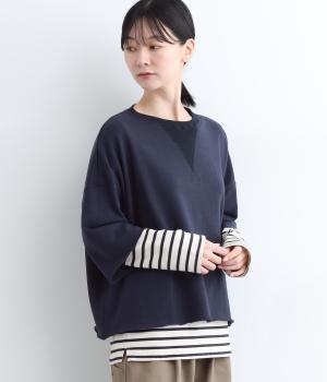 コットンガーゼ裏毛ハーフスリーブプルオーバー(ネイビー-ONESIZE)