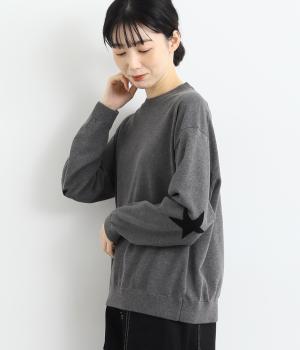 コットンエトワールデザインプルオーバー(グレー×ブラック-F)