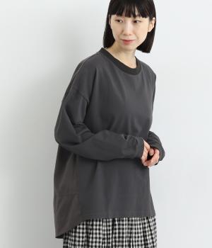 コットンワンウォッシュジャージコンビネーションプルオーバー(チャコール-F)