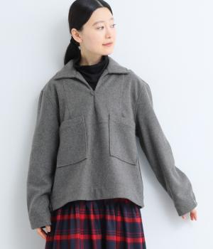 ウール混フェルトデザインプルオーバー(グレー-F)