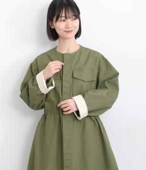 コットンダブルミニタリーコートワンピース