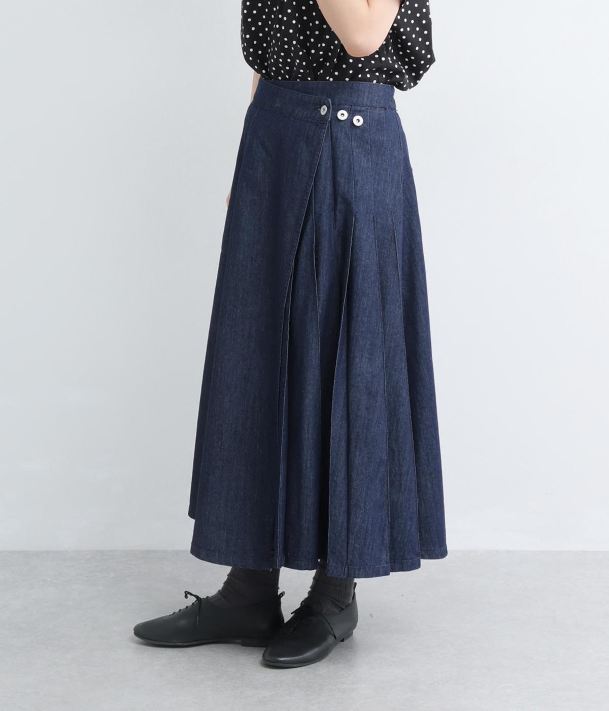 サイドタックデザインベイカースカート(インディゴ-F)