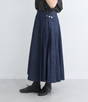 サイドタックデザインベイカースカート(インディゴ-F)