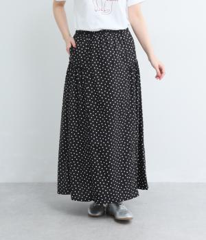 ランダムドットブロードプリントサイドギャザースカート