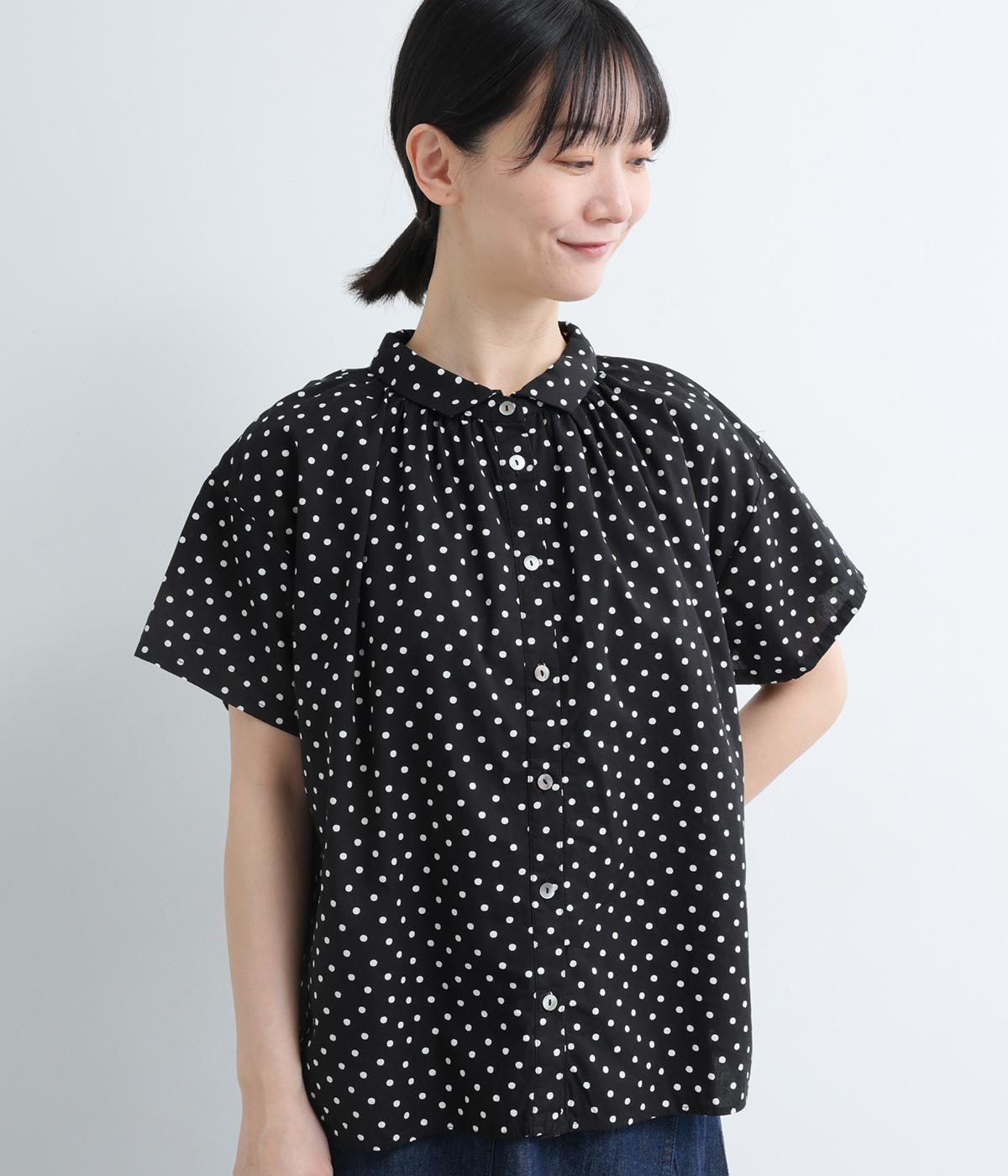 ランダムドットブロードプリント2wayシャツ(ブラック-F)