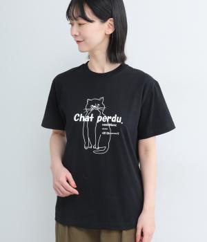Chat perduPRINT-TEE(ブラック/オフホワイト-F)