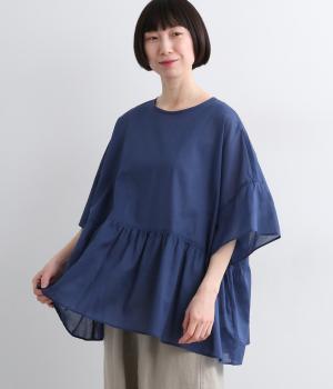 コーマローンナチュラルワッシャーブラウス(ブルー-F)