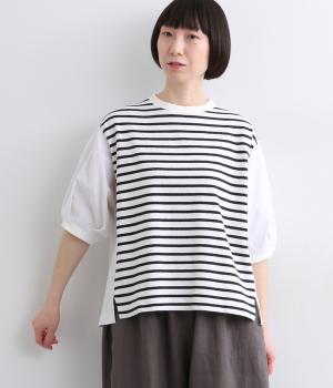 先染天竺×リネンコットンコンビプルオーバー