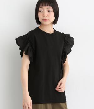 コットンフリルデザインプルオーバー(ブラック-F)