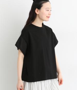 コットンコーマ天竺コンビデザインプルオーバー(ブラック-F)