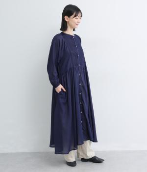 コットンローンピンタック切替えワンピース