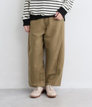ウール混ヘリンボンカーブワークパンツ（キャメル・F）