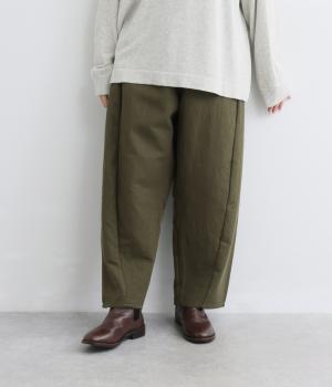 ウール混ヘリンボンカーブワークパンツ（カーキ・F）