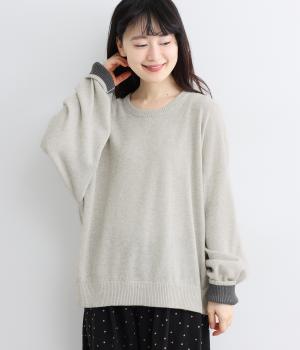 コットンラウンドネックデザインプルオーバー