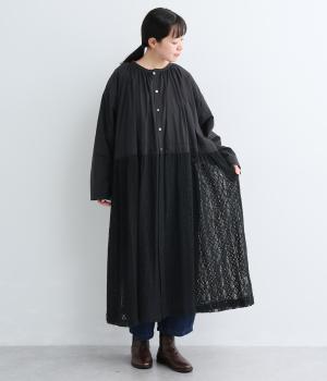 ラッフルレースコンビネーションワンピース（ブラック・F）