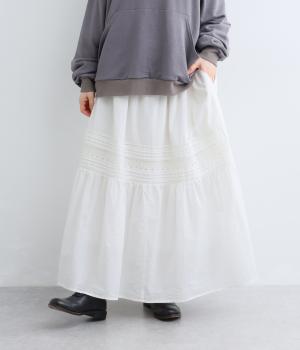 シャンプレー&ローンLACEデザインスカート（オフホワイト・F）
