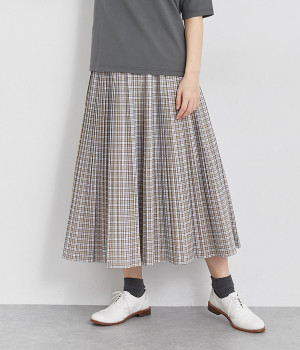 High Density Clothプリーツスカート(ベージュ-ONESIZE)