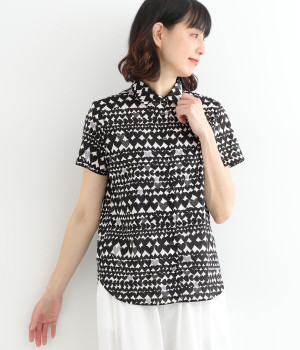 コットンローンハート小丸襟半袖レギュラーシャツ(モノトーン-ONESIZE)