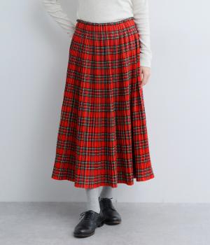 ミニチェックプリーツスカート(レッド-F)