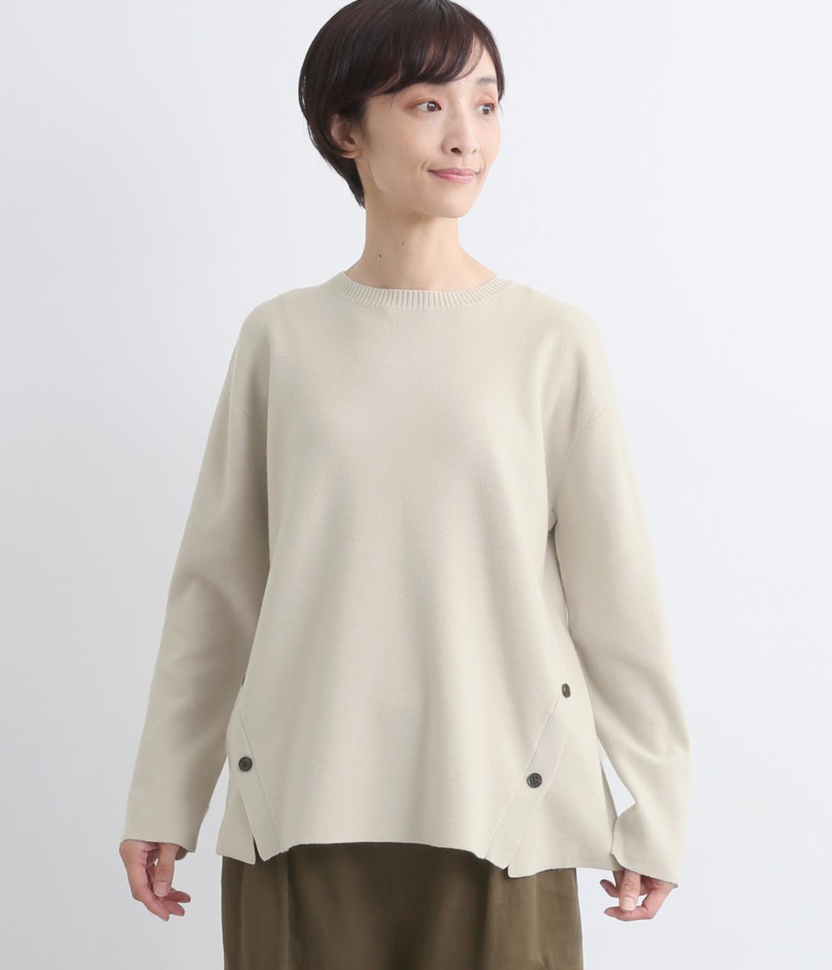 ハーフミラノサイド切替ニットプルオーバー(ライトグレー-ONESIZE)