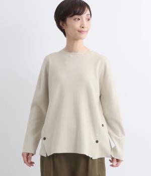 ハーフミラノサイド切替ニットプルオーバー(ライトグレー-ONESIZE)