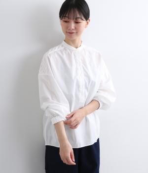 コットンローン袖ゴムコクーンプルオーバーブラウス(オフホワイト-F)