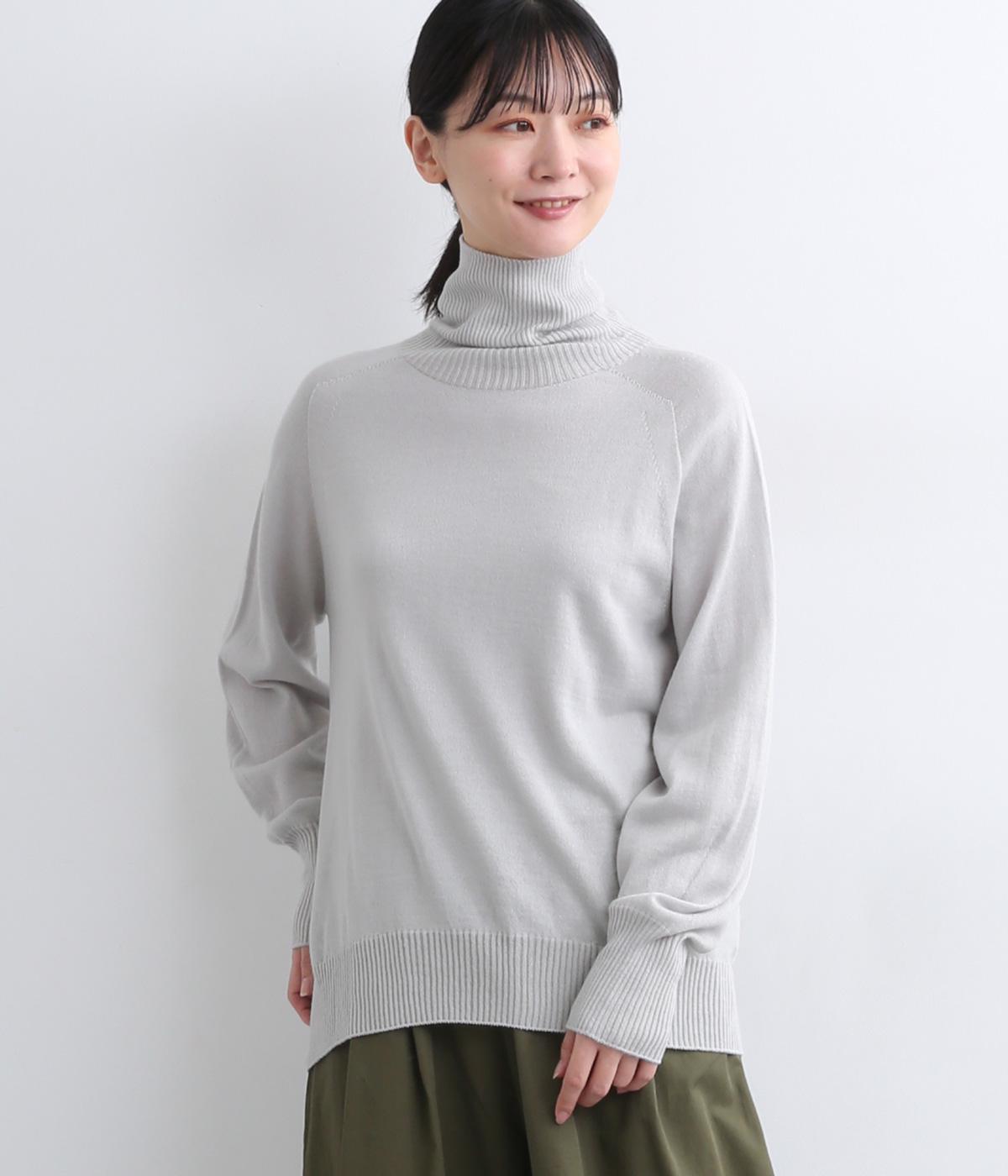 ウォッシャブルウールホールガーメントタートルネックプルオーバー(シルバー-F)