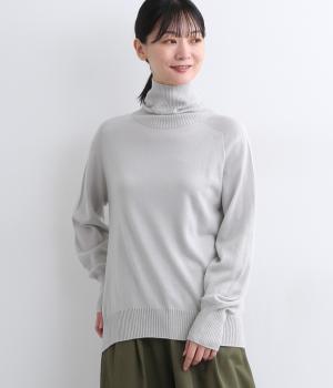 ウォッシャブルウールホールガーメントタートルネックプルオーバー(シルバー-F)