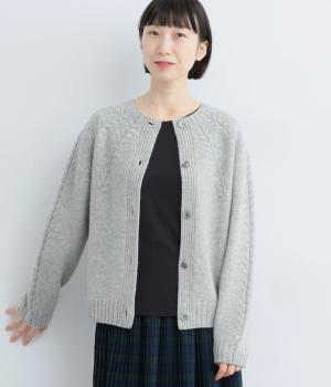 タスマニアラムウールホールガーメントカーディガン(グレー-F)