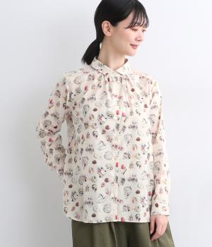 コットンローンスイーツベーシック角襟ブラウス(アイボリー-F)