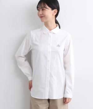コットン小丸襟ポイント刺繍レギュラーシャツ(オフホワイト-F)