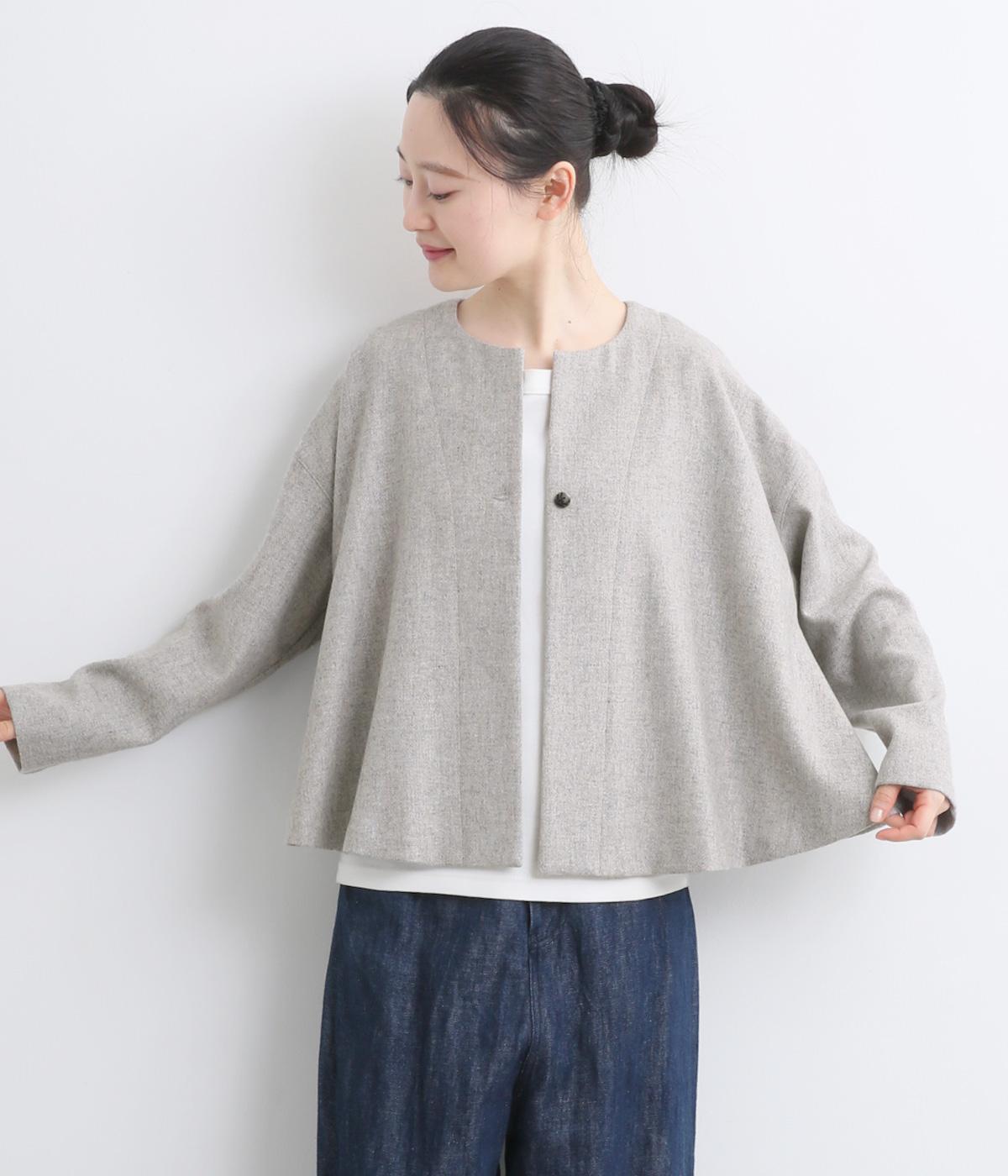 サスティナツイードフレアはおりブラウス(グレー-F)