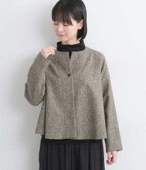 サスティナツイードフレアはおりブラウス(ブラウン-F)